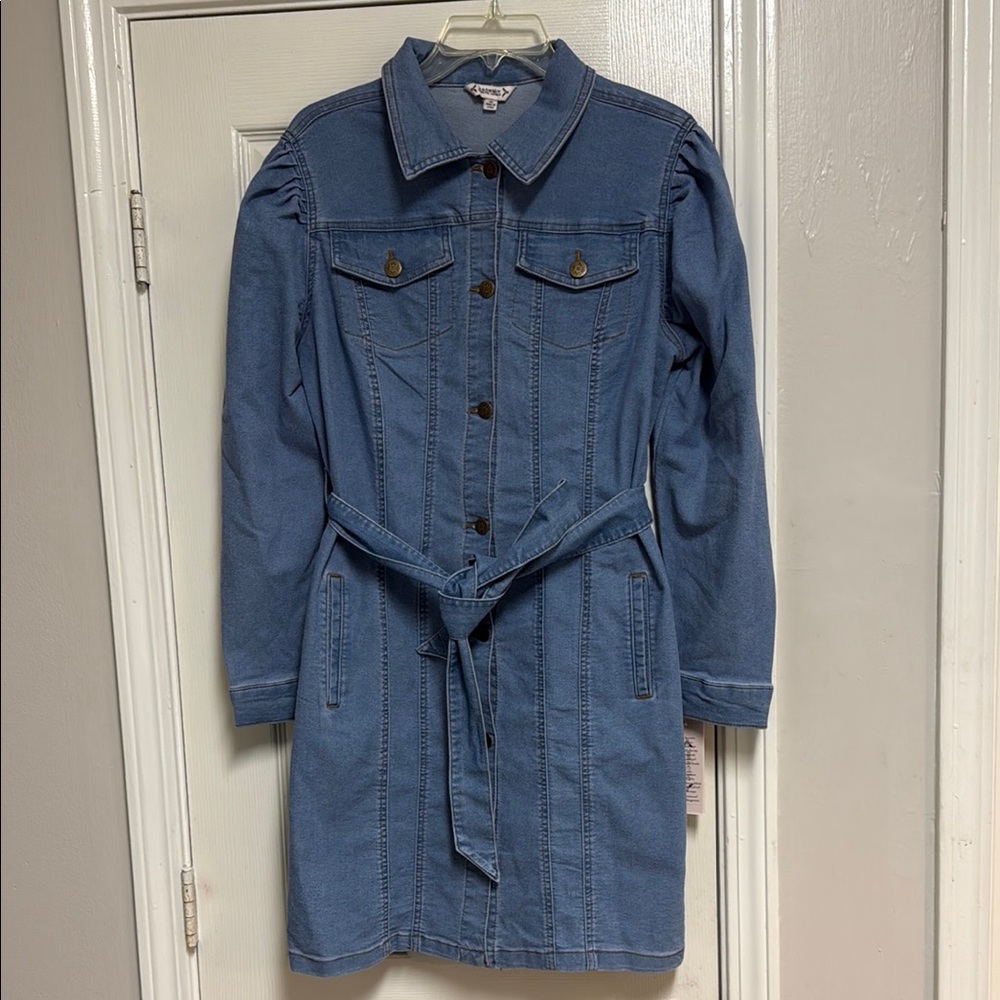 NWT Nanette Lepore Women's Belted Button Front Stretch Denim Shirt Mini Dress - Picture 6 of 16